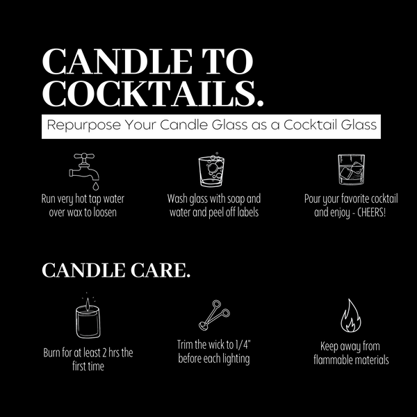 Bourbon + Coconut product with candle care guide
